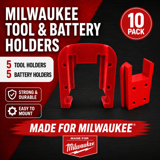Milwaukee 18V M18 5x TOOL & 5x BATTERY Pack Holder Bracket Wall Mount Storage