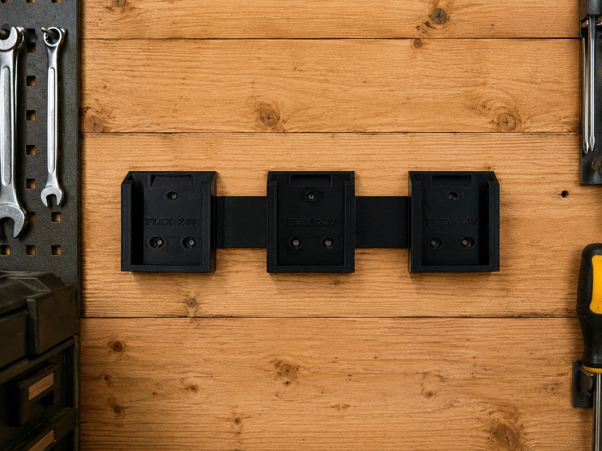 Triple Battery Holder for FLEX 24V Batteries Wall Mount Holder Storage