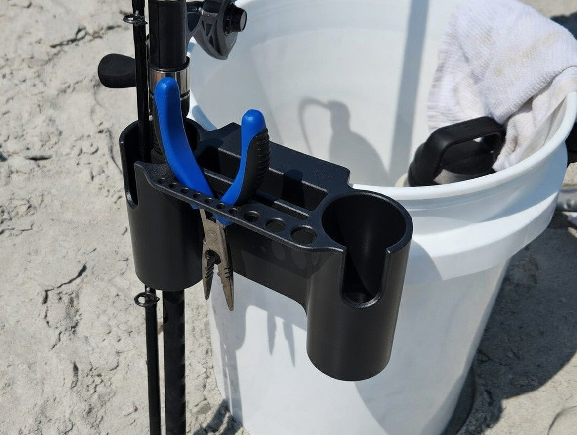 Fishing Bucket Caddy | Rod, Phone, Scissors, Hook Tool Holder |  AUS MADE