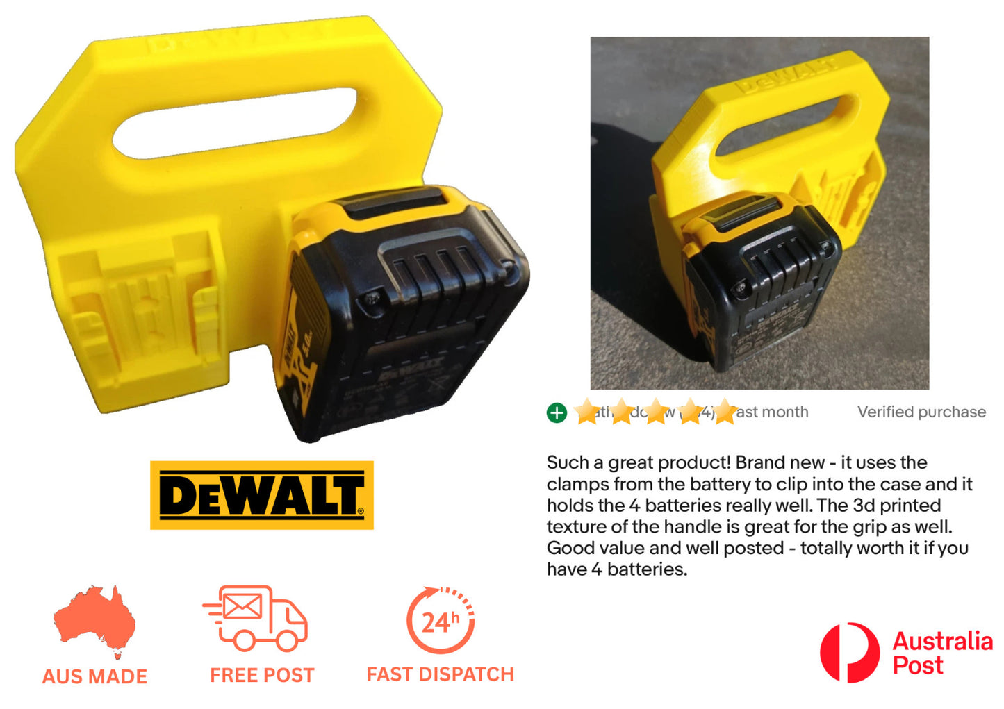 DeWALT Battery Caddy / Carrier for 4x 18V, 20V Batteries