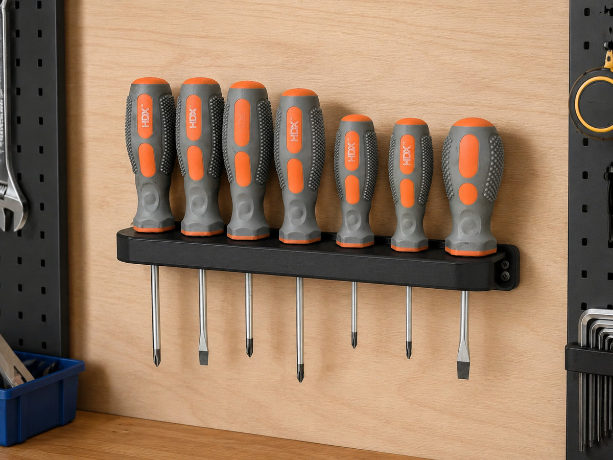2x Screwdriver Organiser Holder Wall / Shelf Mount Rack