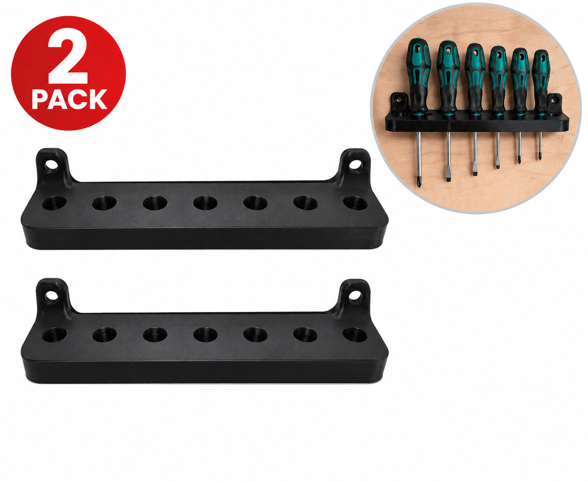 2x Screwdriver Organiser Holder Wall / Shelf Mount Rack