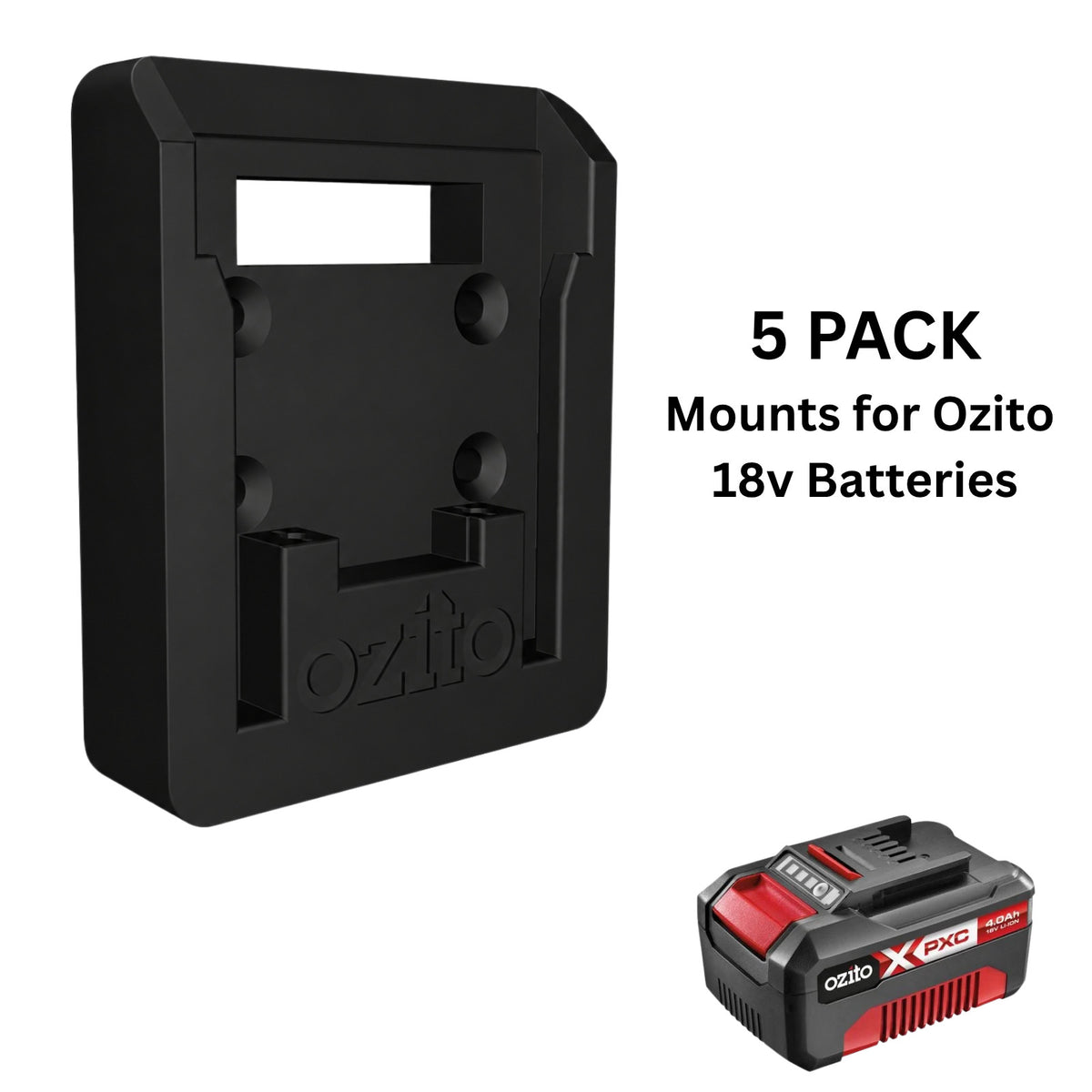 OZITO PXC 18V 5x Battery Holder Wall Mount Bracket Storage