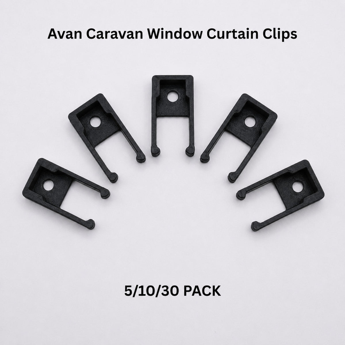 Avan Caravan Window Curtain Clips | High Strenght Tracks Hooks Black