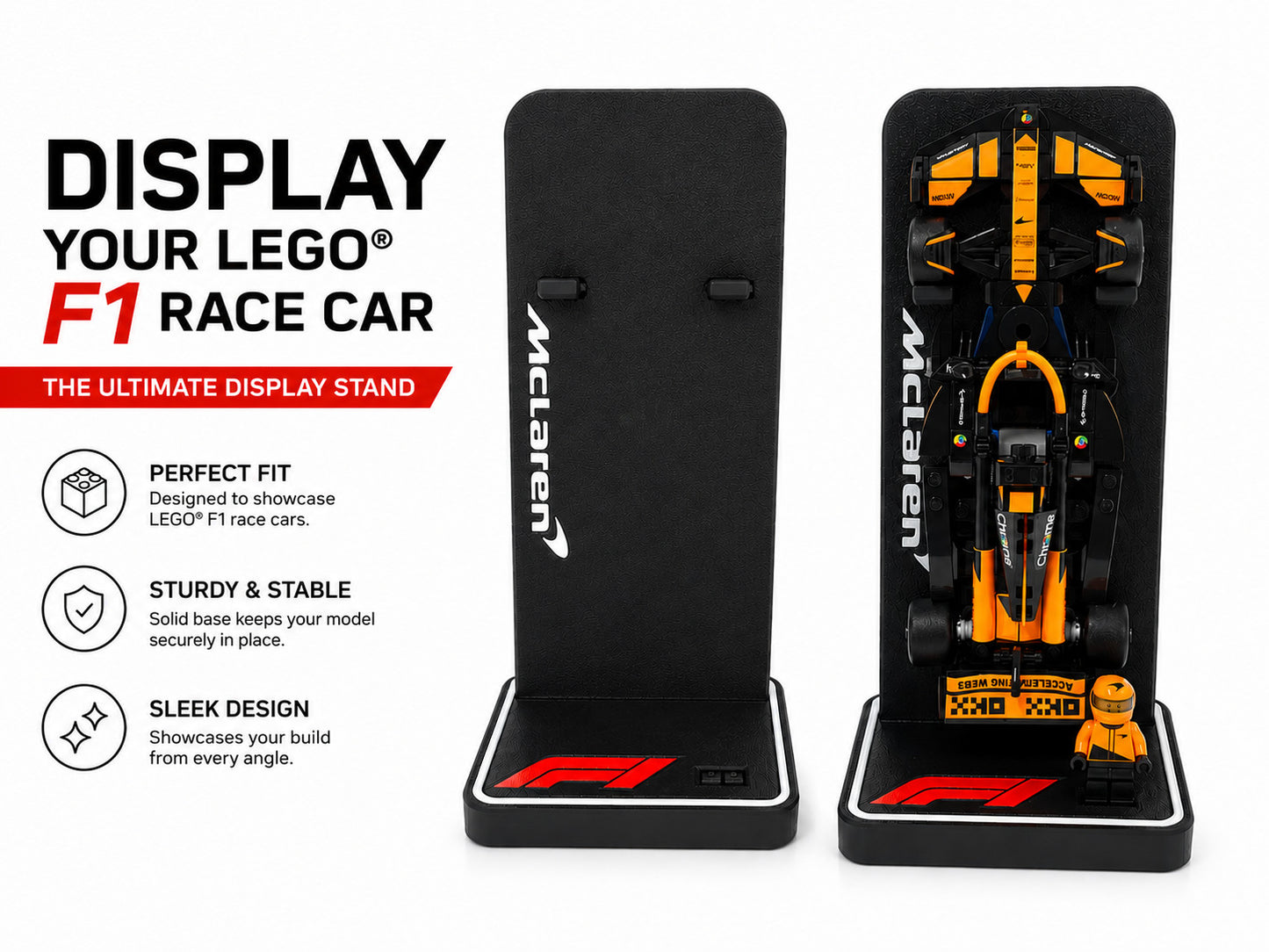 Display Stand compatible with LEGO F1 Speed Champions Race Car Teams | AUS MADE