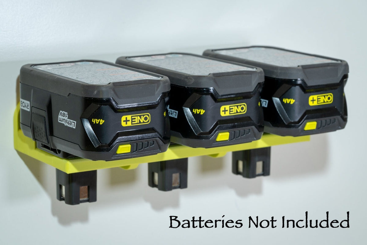 Ryobi 18v ONE+ Plus 3 Battery Wall / Shelf Mount Holder Bracket | Heavy Duty