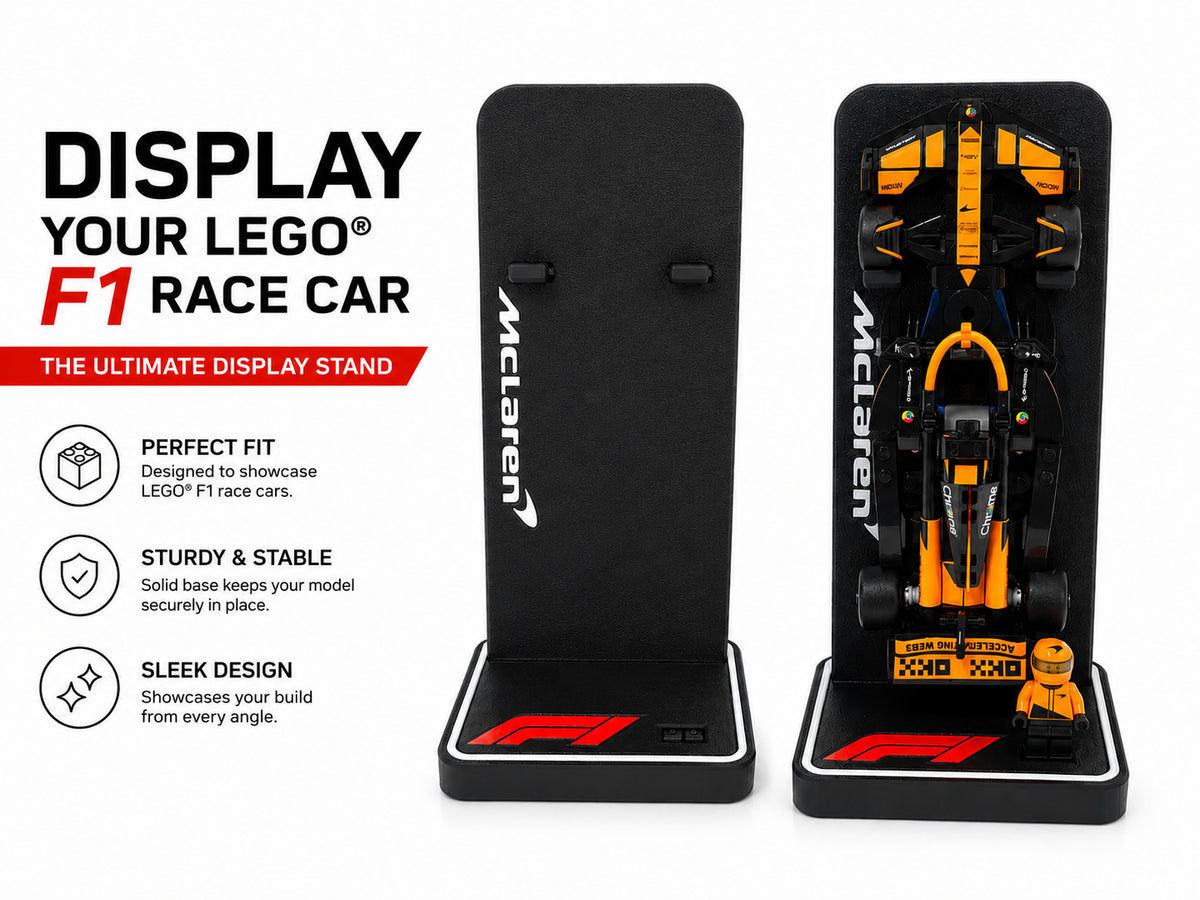 Display Stand compatible with LEGO F1 Speed Champions Race Car Teams
