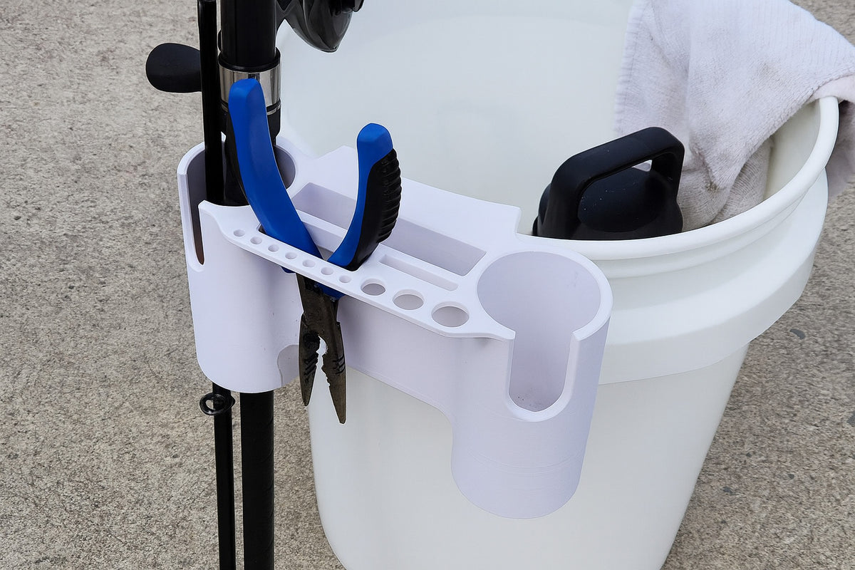 Fishing Bucket Caddy | Rod, Phone, Scissors, Hook Tool Holder |  AUS MADE
