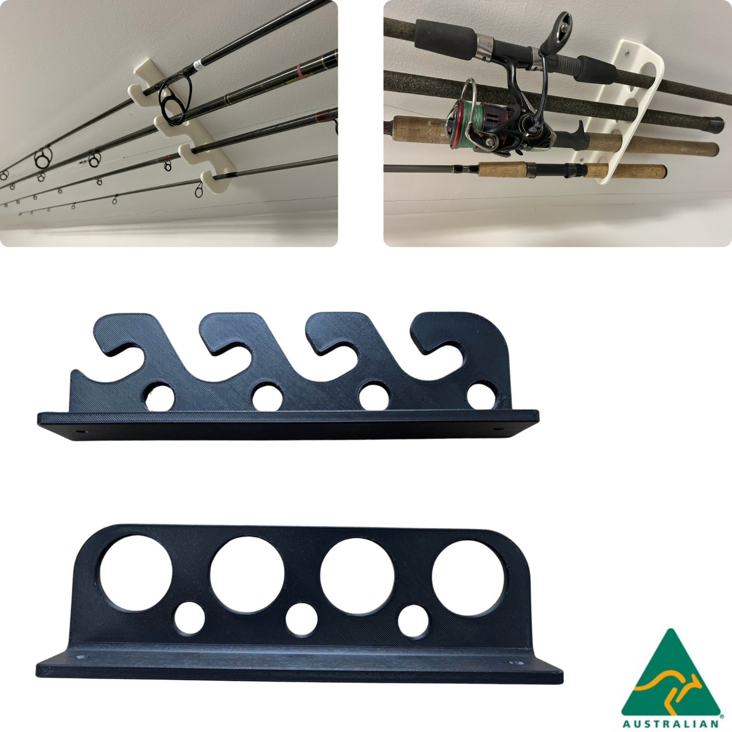 Fishing Rod Holder - Wall or Ceiling Storage Rack for 4/5 Rods
