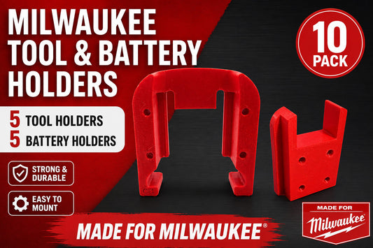 Milwaukee 18V M18 5x TOOL & 5x BATTERY Pack Holder Bracket Wall Mount Storage AU