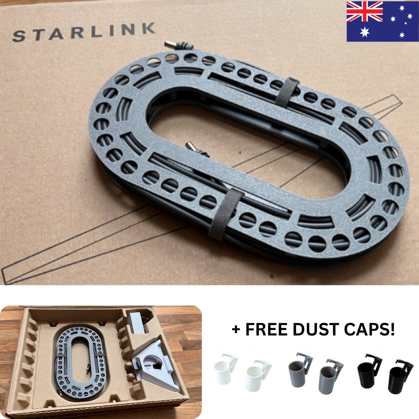 Starlink Mini Cable Spool Reel - Compact Cable Storage + FREE DUST CAPS