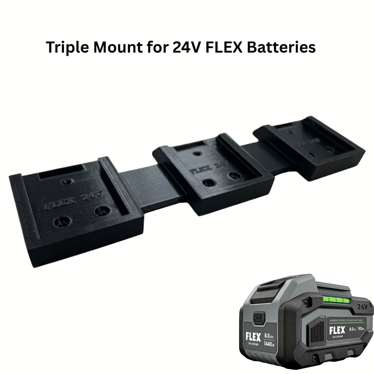 Triple Battery Holder for FLEX 24V Batteries Wall Mount Holder Storage