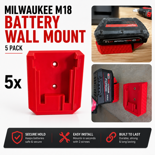 5x Milwaukee 18V Battery Wall Mount