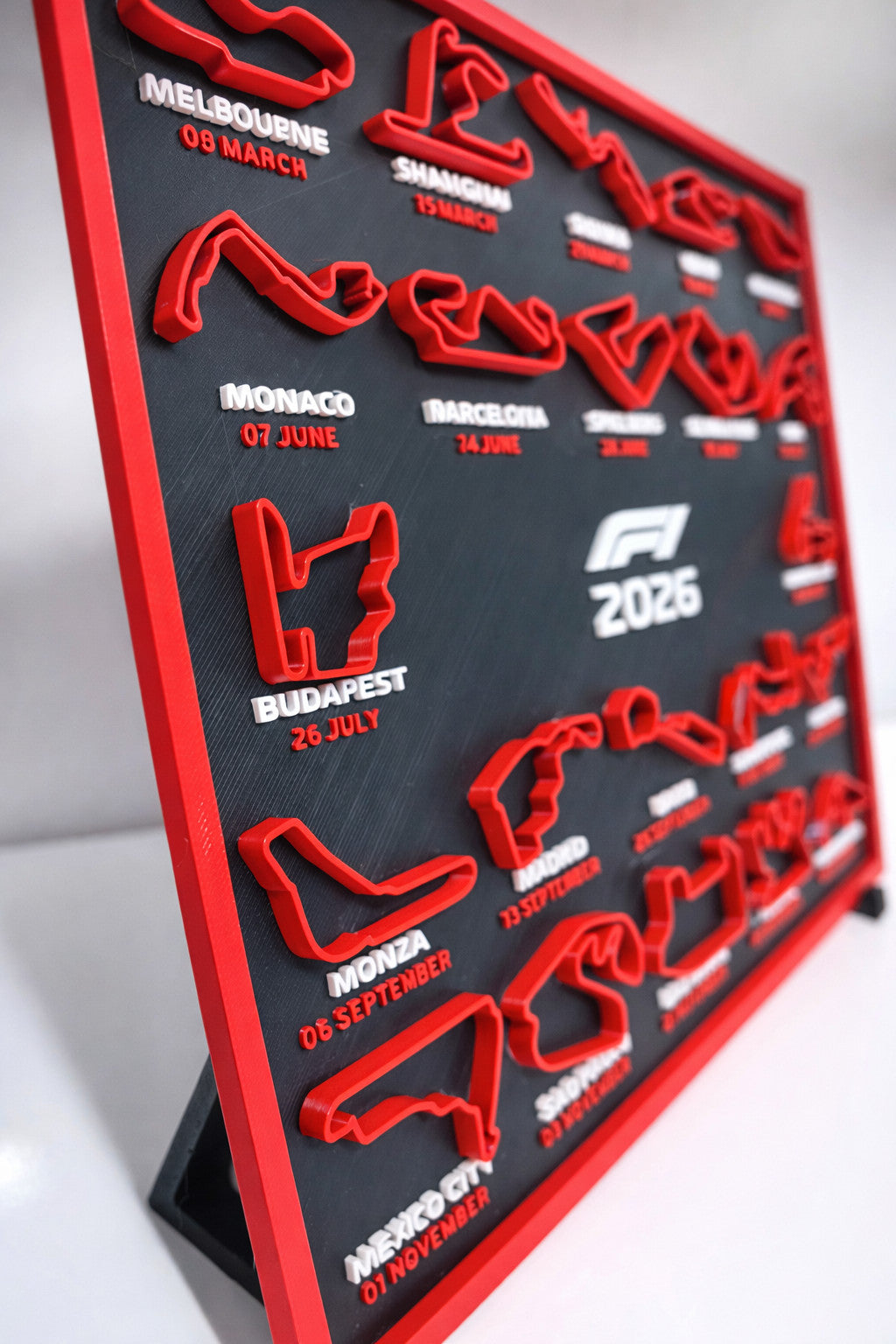 Formula 1 F1 2026 Calendar Desk Display Tracks with Stand