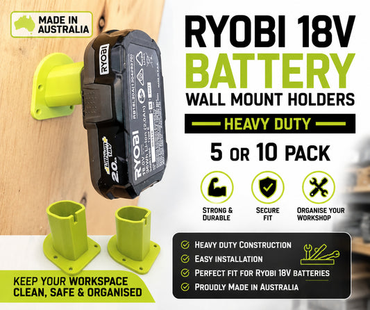 Premium Ryobi 18V Battery Wall Mount Holder | Secure, Space-Saving Storage