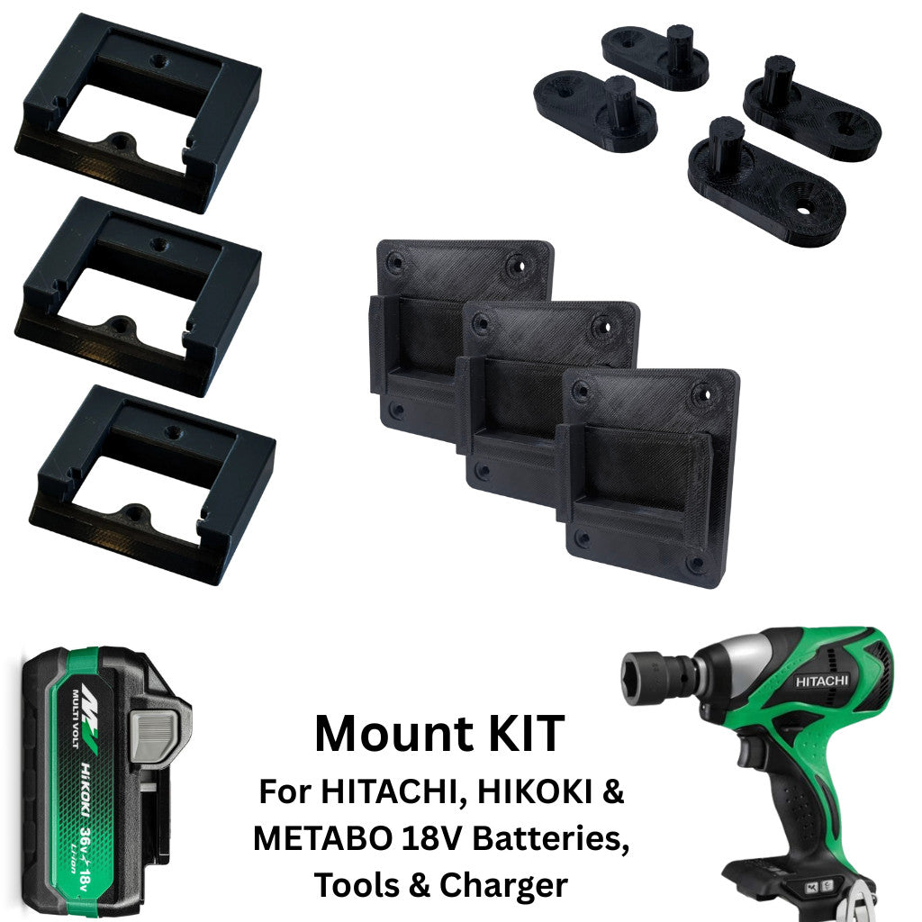 Hitachi / Hikoki / Metabo 18V 36V Battery, Tool & Charger Wall Mount Holder BUNDLE