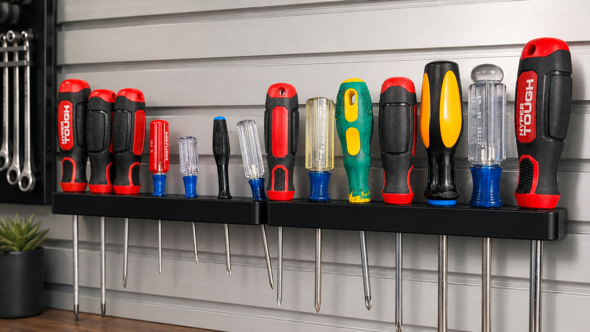2x Screwdriver Organiser Holder Wall / Shelf Mount Rack