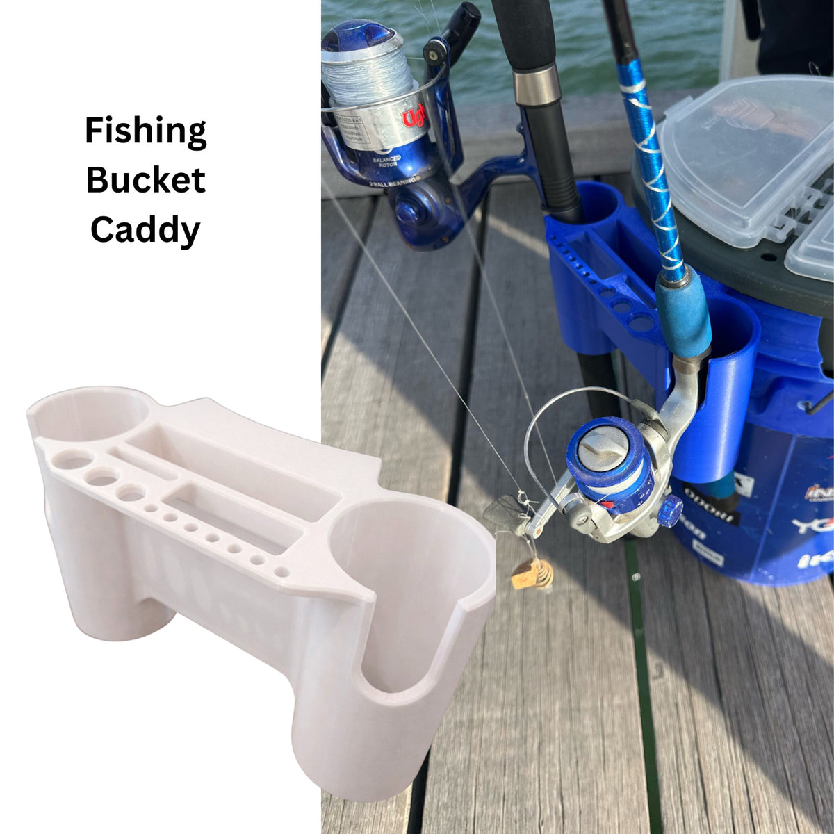 Fishing Bucket Caddy | Rod, Phone, Scissors, Hook Tool Holder |  AUS MADE