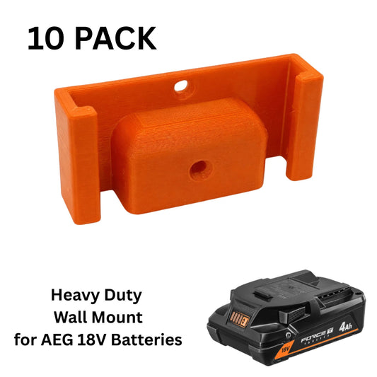 10x AEG Ridgid Cordless 18V Battery Holder Wall Mount Orange
