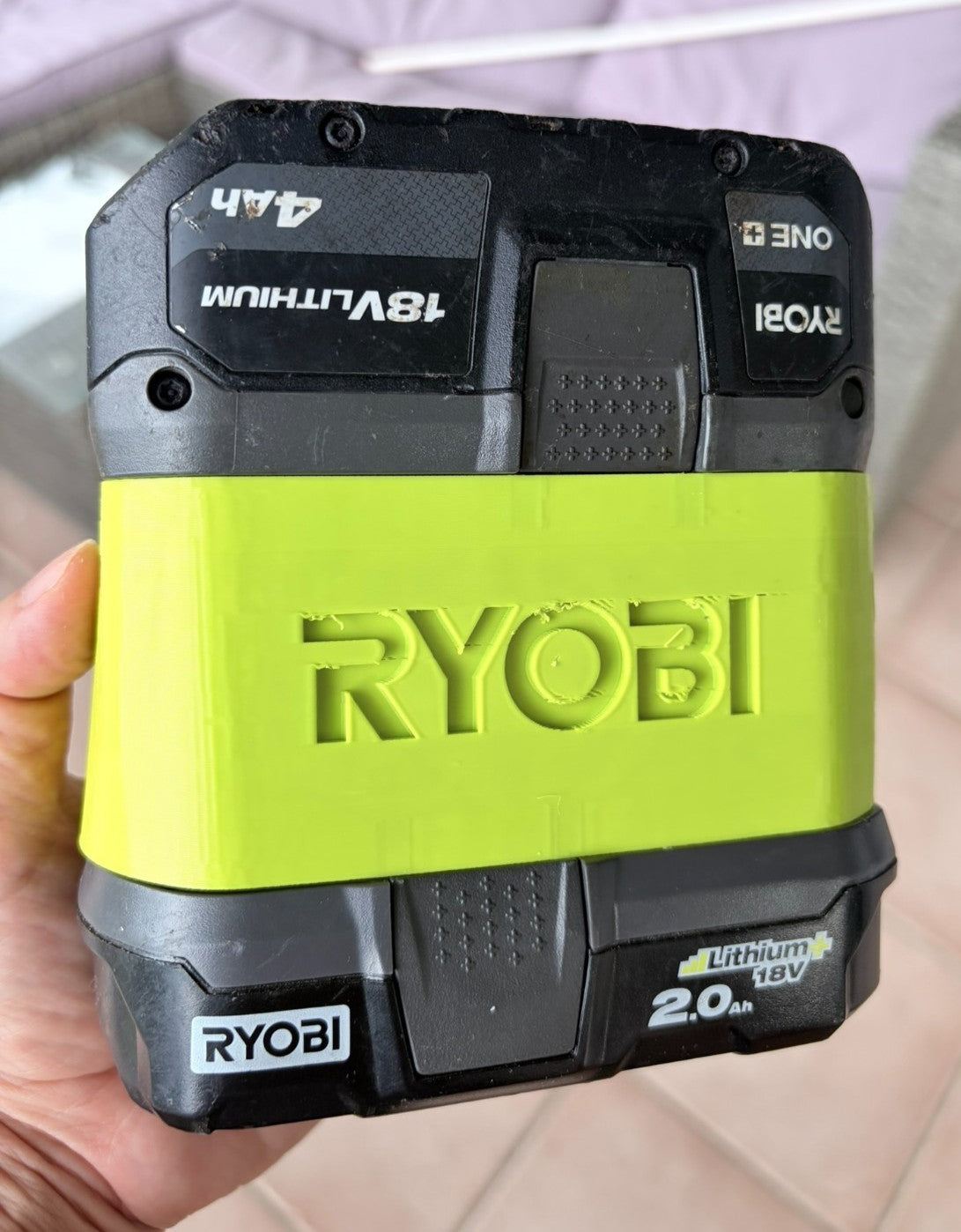 Dual Stack Ryobi 18V BATTERY STACKER Click-in Holder Batteries Protector