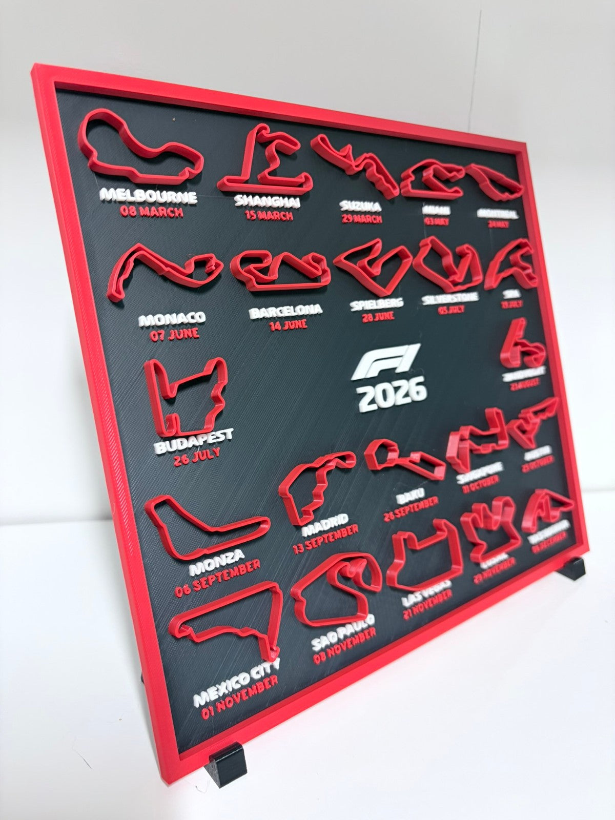Formula 1 F1 2026 Calendar Desk Display Tracks with Stand